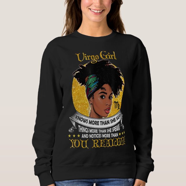 Sudadera Chicas Virgo Reina Negra Rótulo Zodiac gracioso pa (Anverso)