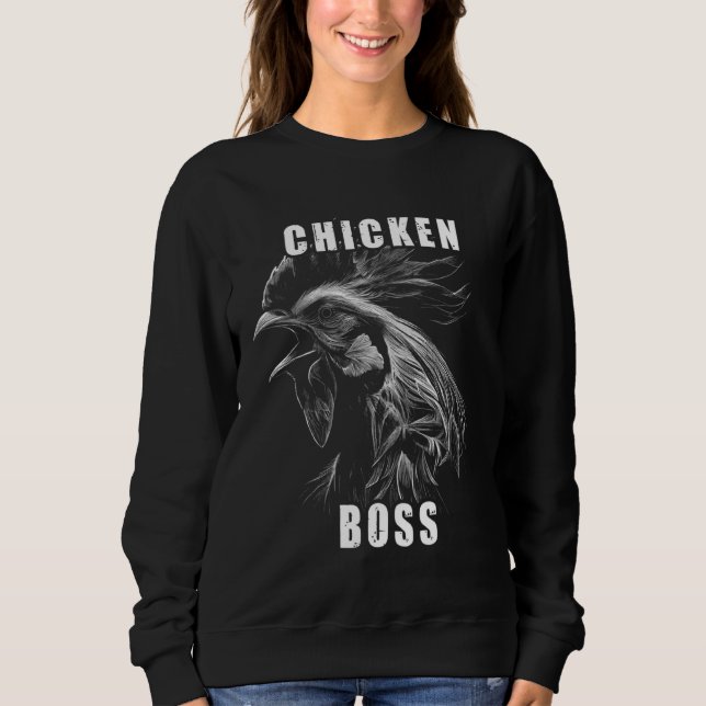 Sudadera Chicken Boss cooler Hahn für Landwirt oder Bauer (Anverso)