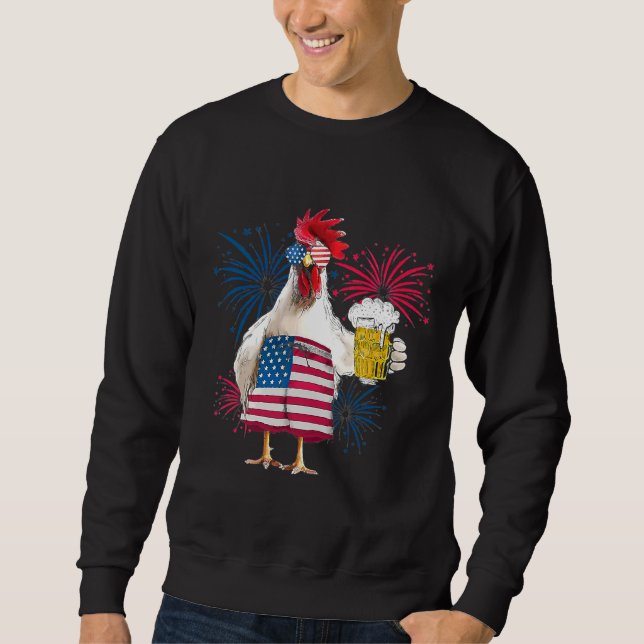 Sudadera Chicken Cheer Beer American Flag   (Anverso)