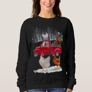 Sudadera Chicken Montando Camión Rojo Feliz Pollo de Navida