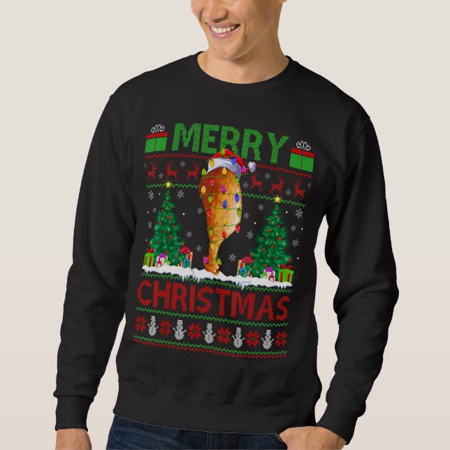Sudadera Chickens fritos árbol de navidad con pollo frito C (Anverso)