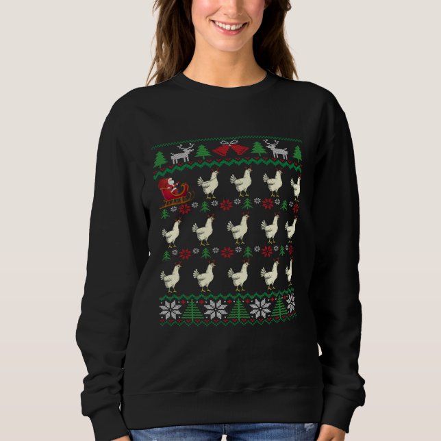 Sudadera Chickens pull Santa s sleigh Chicken (Anverso)