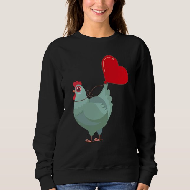 Sudadera Chickens With Heart Balloon Valentines Day Love Bo (Anverso)