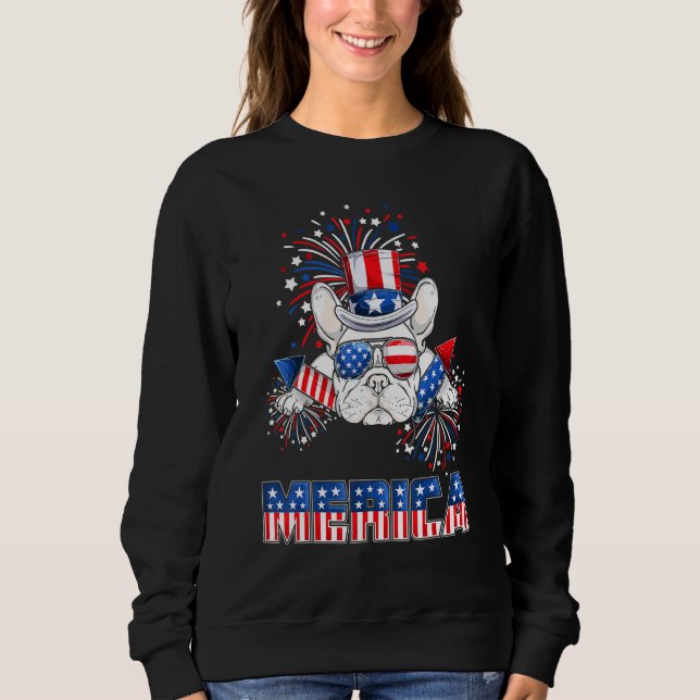 Sudadera Chico De Bulldog Francés De Fuegos Artificiales 4  (Anverso)