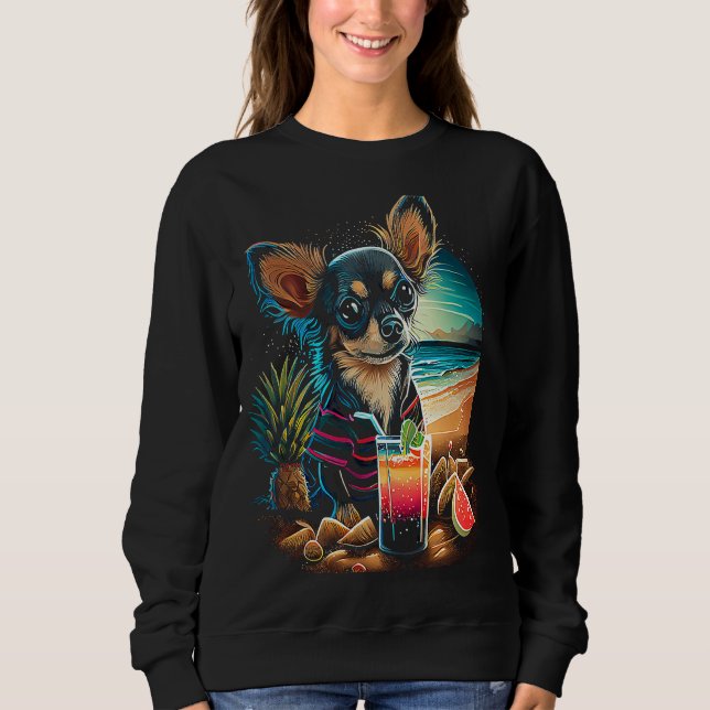 Sudadera Chihuahua at the beach Summer Vacation (Anverso)
