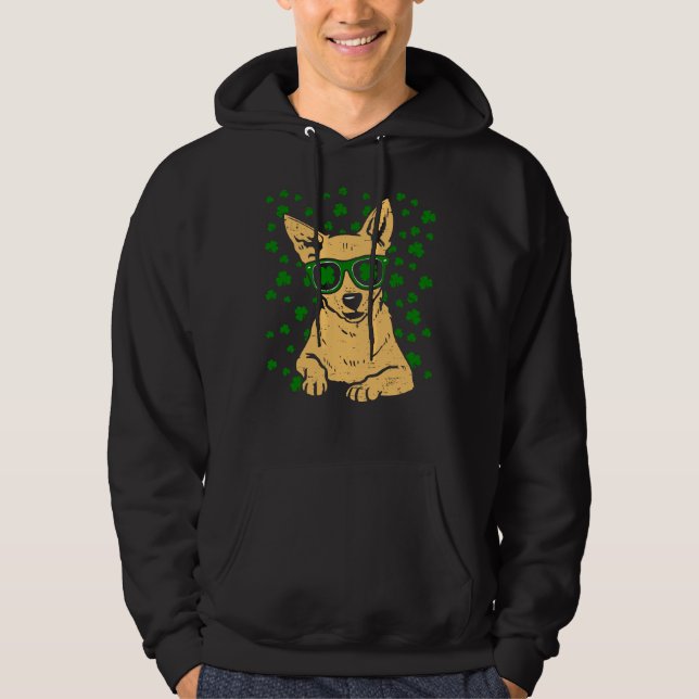 Sudadera Chihuahua Chamrock Glasses St Patricks Day Dog (Anverso)