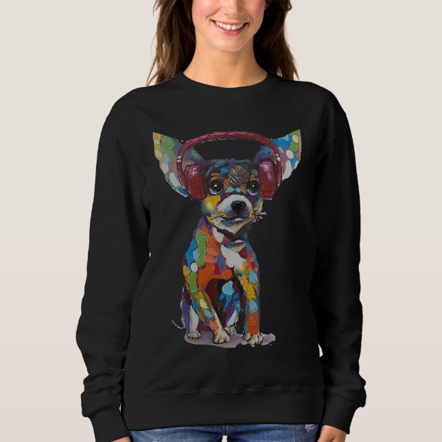 Sudadera Chihuahua con auriculares (Anverso)