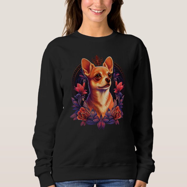 Sudadera Chihuahua Cute Dog Beautiful Flowers Girl Plant 7 (Anverso)