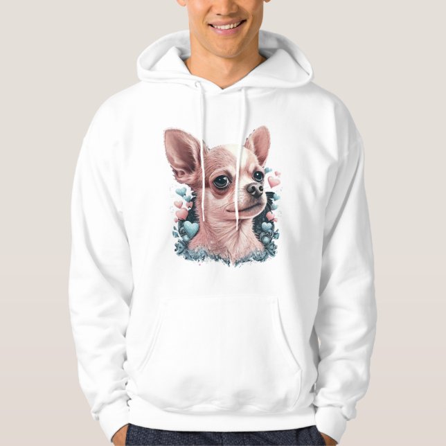 Sudadera Chihuahua Cute Dog, hermosa Chica de flores (Anverso)