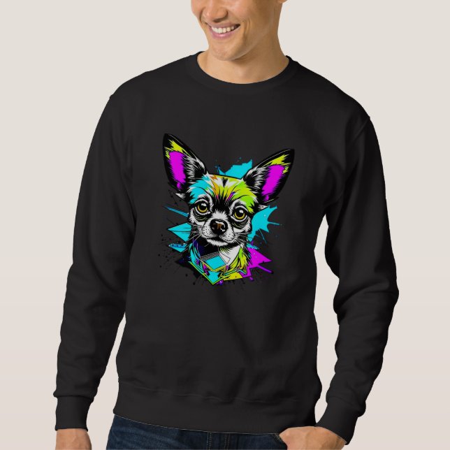 Sudadera Chihuahua Cyberpunk estilo Art Dog Lover (Anverso)