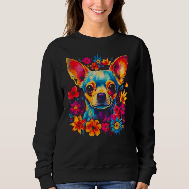 Sudadera Chihuahua Dog Flowers (Anverso)