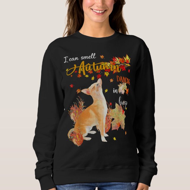 Sudadera Chihuahua Dog I Can Smell Autumn Dancing In The Br (Anverso)