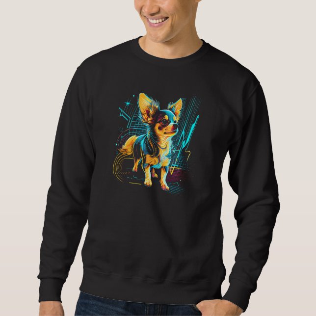 Sudadera Chihuahua Dog Owner Dogs 80s Retro Wave Style Grap (Anverso)