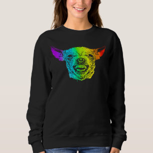 Sudadera Chihuahua enojada con el arcoiris