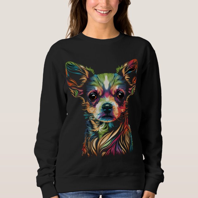 Sudadera Chihuahua Face Cute Colorful Beautiful  Dog (Anverso)