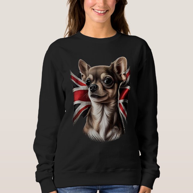 Sudadera Chihuahua  Great Britain England Flag Colors Count (Anverso)