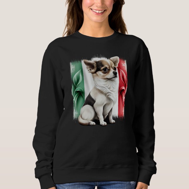 Sudadera Chihuahua  Italy Flag Italian  Dog Souvenir Pizza  (Anverso)