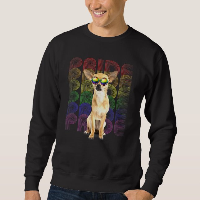 Sudadera Chihuahua Lgbt Q Bandera Orgullo Gay Perro Lesbian (Anverso)