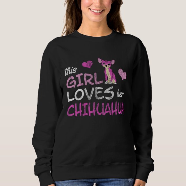 Sudadera Chihuahua Longhaired Girl loves the smallest breed (Anverso)