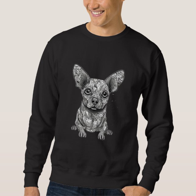Sudadera Chihuahua Mosaic Geometrical  Dog Colorful Cute 2 (Anverso)