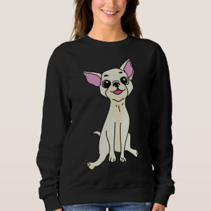 Sudadera Chihuahua Perro Blanco Relajado Fit