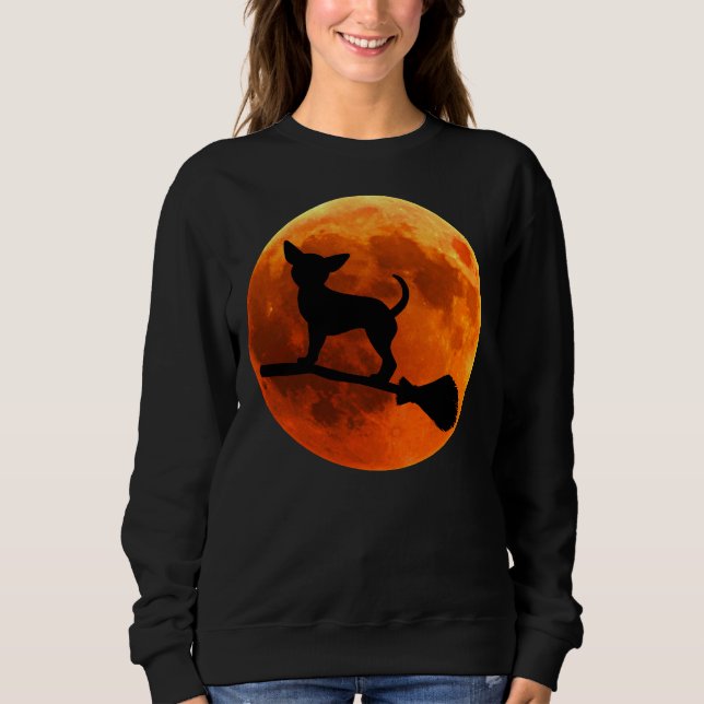 Sudadera Chihuahua Perro Silhouette Moon Halloween (Anverso)