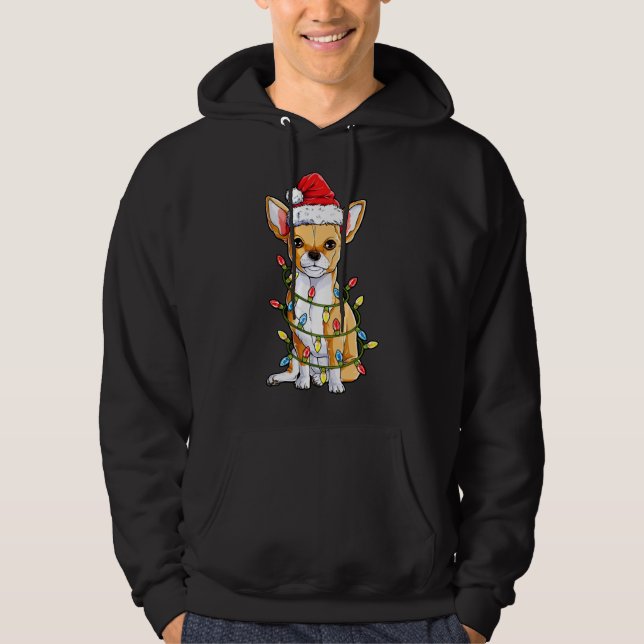 Sudadera Chihuahua Santa Christmas Tree enciende la Navidad (Anverso)