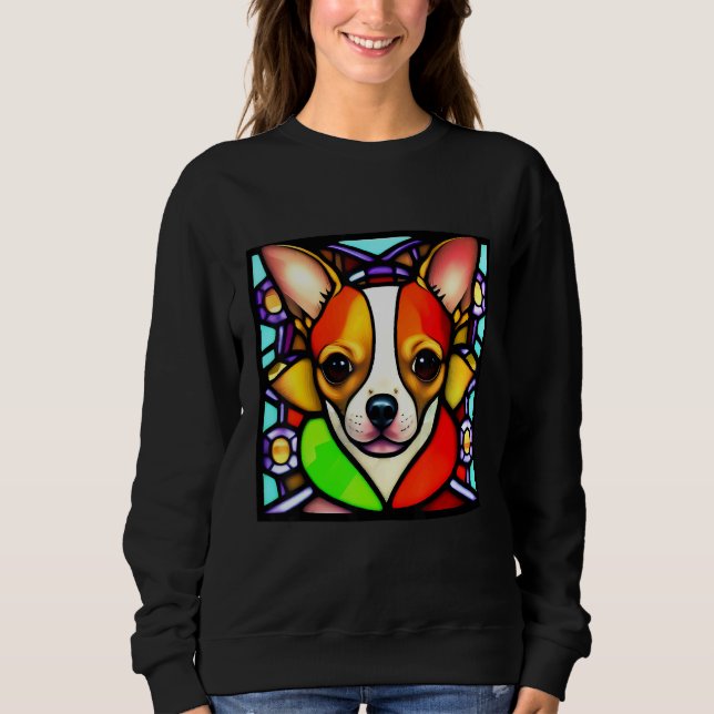 Sudadera Chihuahua - Stained Glass Pop Art_4 (Anverso)