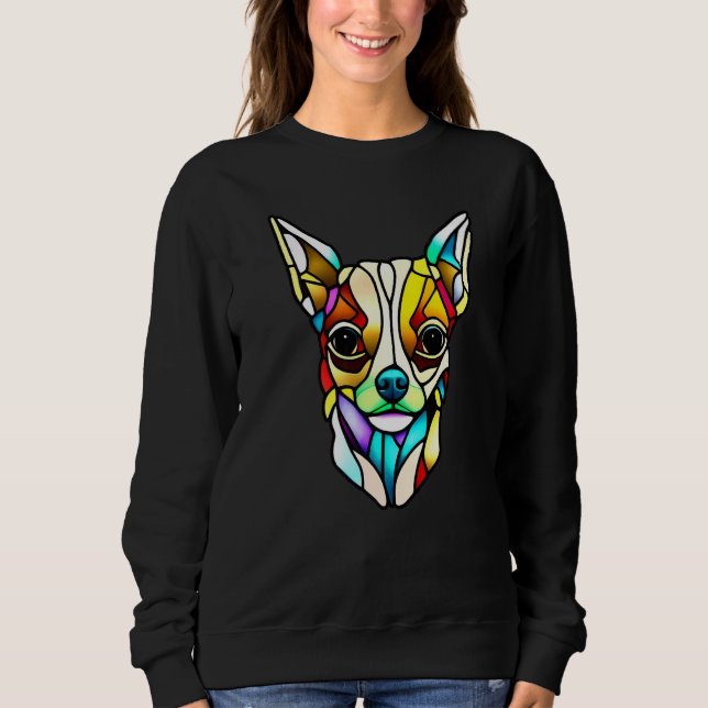 Sudadera Chihuahua - Stained Glass Pop Art Premium_1 (Anverso)