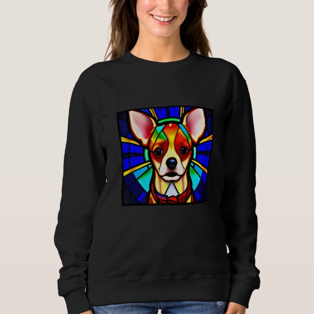 Sudadera Chihuahua - Stained Glass Pop Art Premium_11 (Anverso)