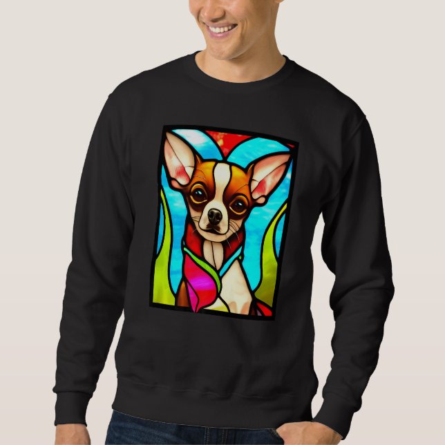 Sudadera Chihuahua - Stained Glass Pop Art Premium_3 (Anverso)