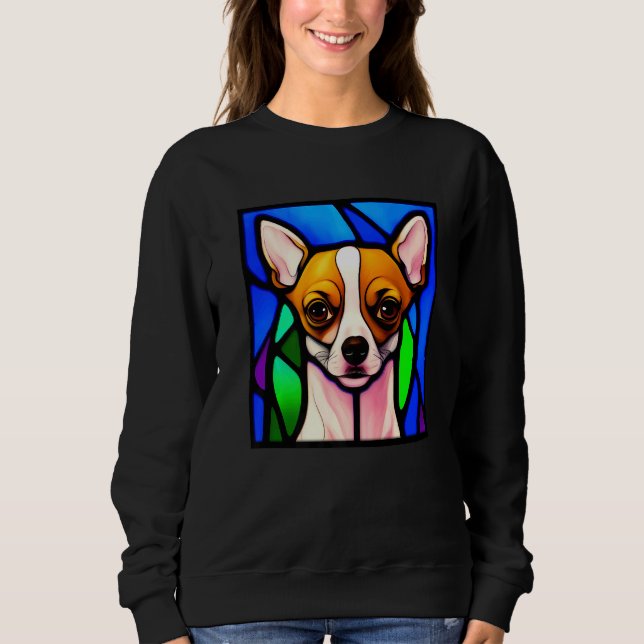Sudadera Chihuahua - Stained Glass Pop Art Premium_5 (Anverso)
