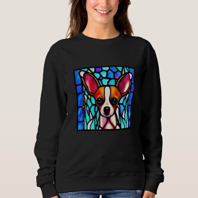 Sudadera Chihuahua - Stained Glass Pop Art Premium_8 (Anverso)
