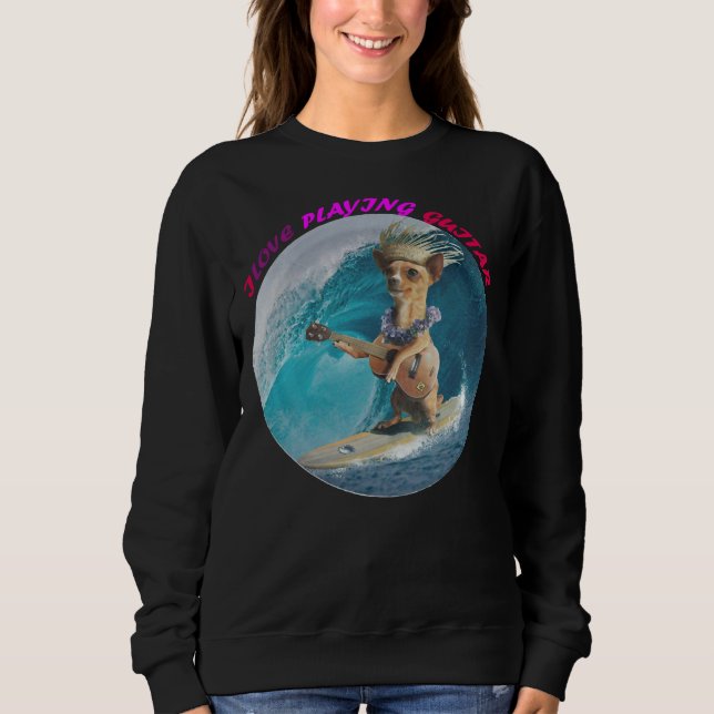 Sudadera Chihuahua Surfing Jugando Con Encantadores Pegatin (Anverso)