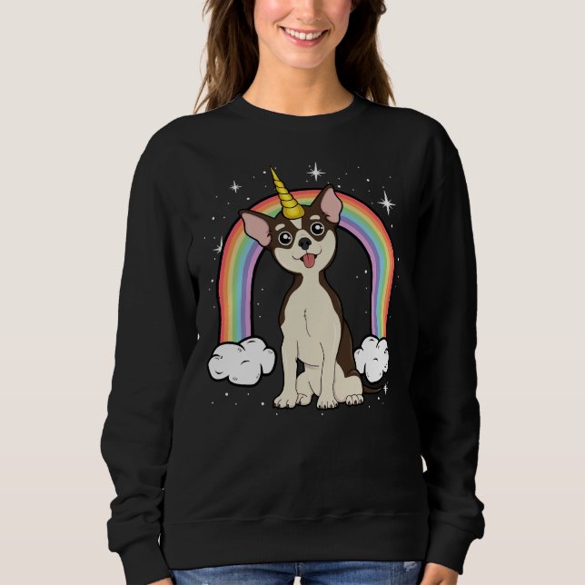 Sudadera Chihuahua Unicornio Perro Galaxia Arcoiris Chicas  (Anverso)
