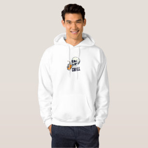 Sudadera Chiill Hoodie, Ilustracion de cráneo negro y Naran