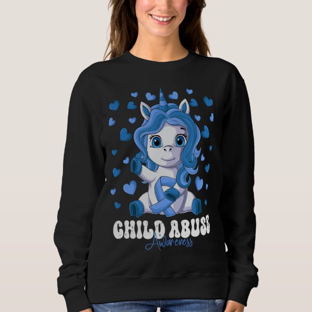 Sudadera Child Abuse Awareness Month Blue Ribbon Unicorn (Anverso)