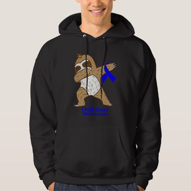 Sudadera Child Abuse Awareness Ribbon Dabbing Sloth Warrior (Anverso)