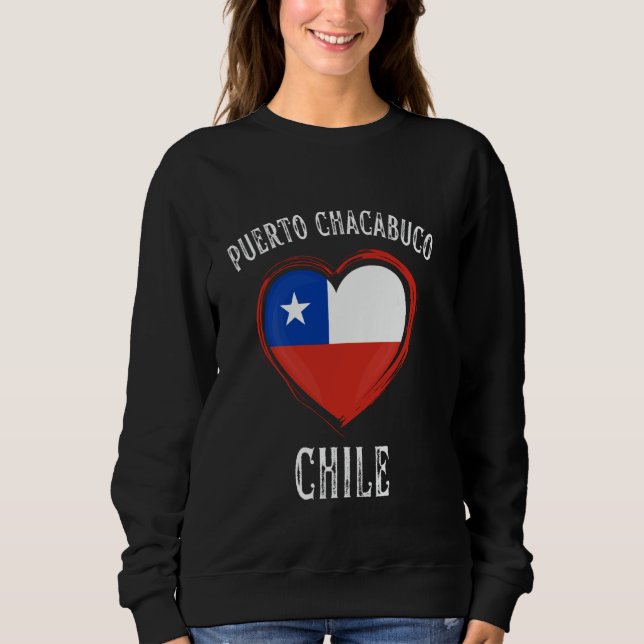Sudadera Chile Bandera Corazón Puerto Chacabuco (Anverso)