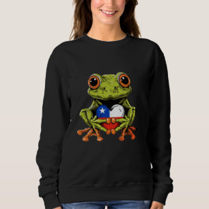 Sudadera Chile Frog Heart Chilena Rota Bandera Chilena