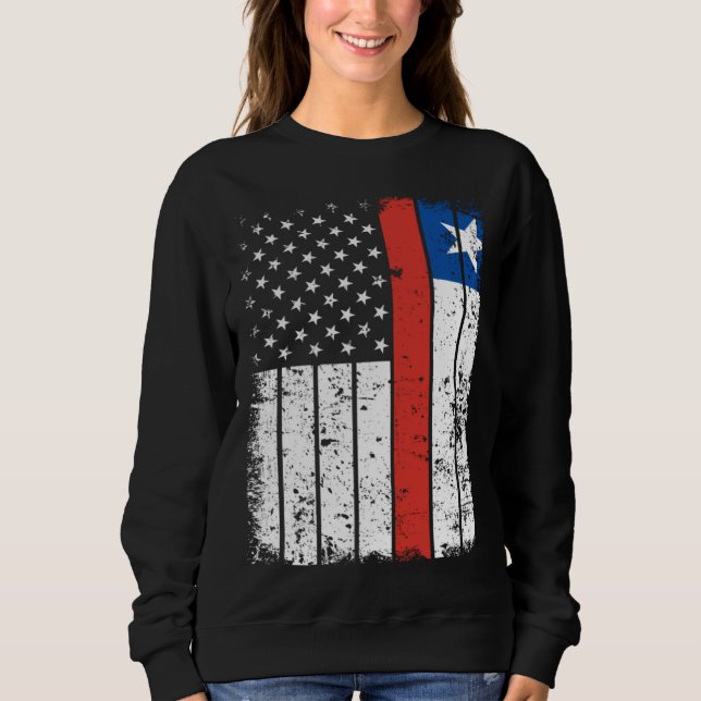 Sudadera Chilean American Flag T-Shirt Pride Chile USA (Anverso)