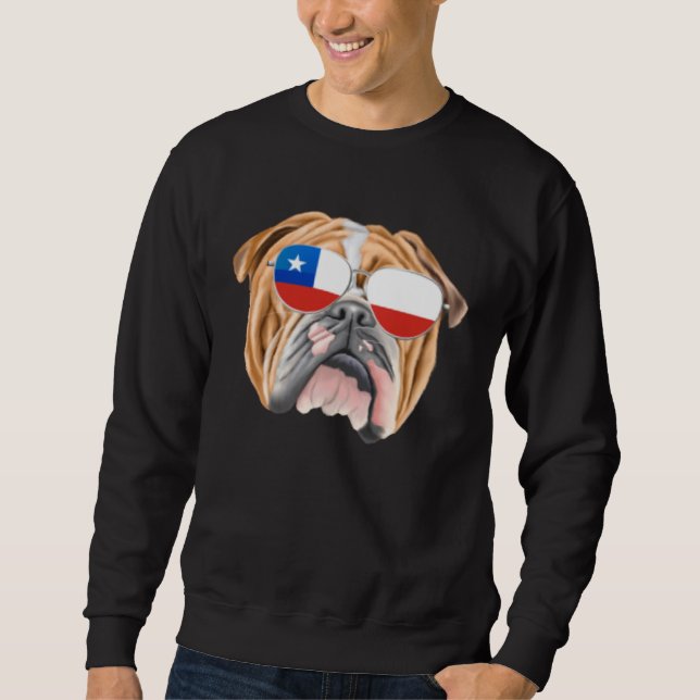 Sudadera Chilean Flag Bulldog Dog Chile Pocket (Anverso)