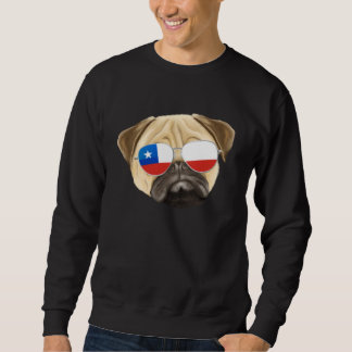 Sudadera Chilean Flag Pug Dog Chile Pocket