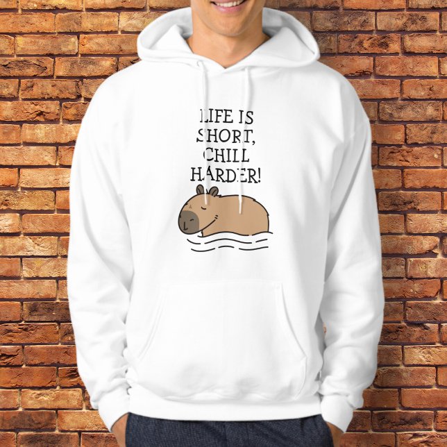 Sudadera Chill Swimming Capybara Funny Quote Personalizado (Life is short, chill harder! like capybara)