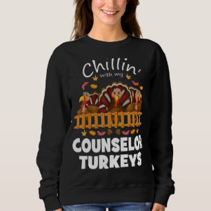 Sudadera Chillin Con Mi Consejero Turkeys Funny Thanksgivi
