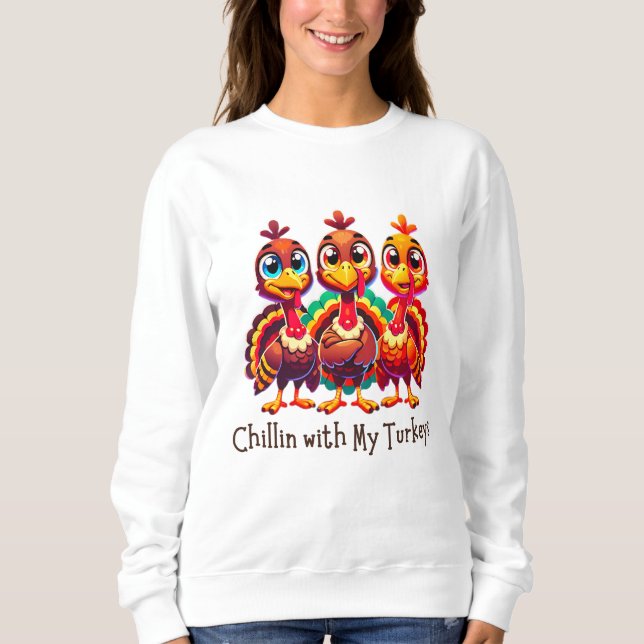 Sudadera Chillin con mi diversión de acción de gracias de p (Anverso)