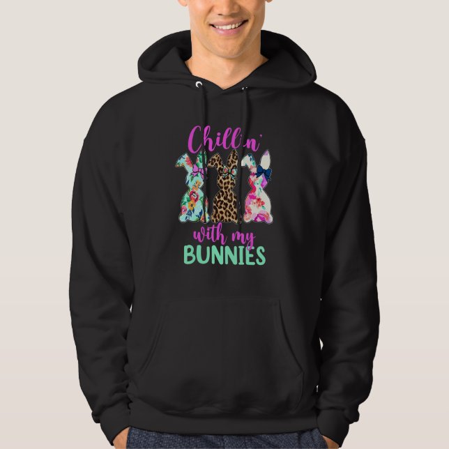 Sudadera Chillin' Con Mis conejitos Conejo Alegre Pascua (Anverso)