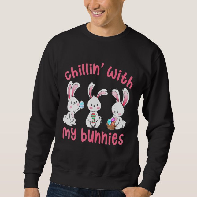 Sudadera Chillin con mis conejitos Conejo de Pascua Feliz P (Anverso)