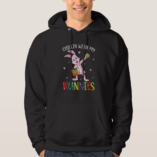 Sudadera Chillin Con Mis Conejitos Cute Rabbit Easter Tees  (Anverso)