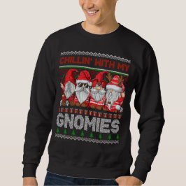 Sudadera Chillin Con Mis Gnomies Feo Gnome Navidades Rojos